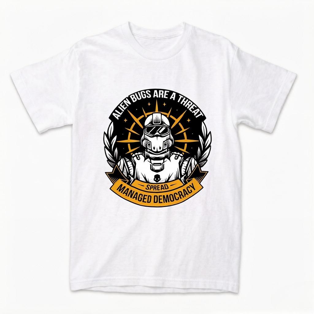 Unisex Womens Spread Democracy 2 T Shirts Accessories New Video Game 100 Cotton Tops Tshirt Unique Tee Shirt Summer L