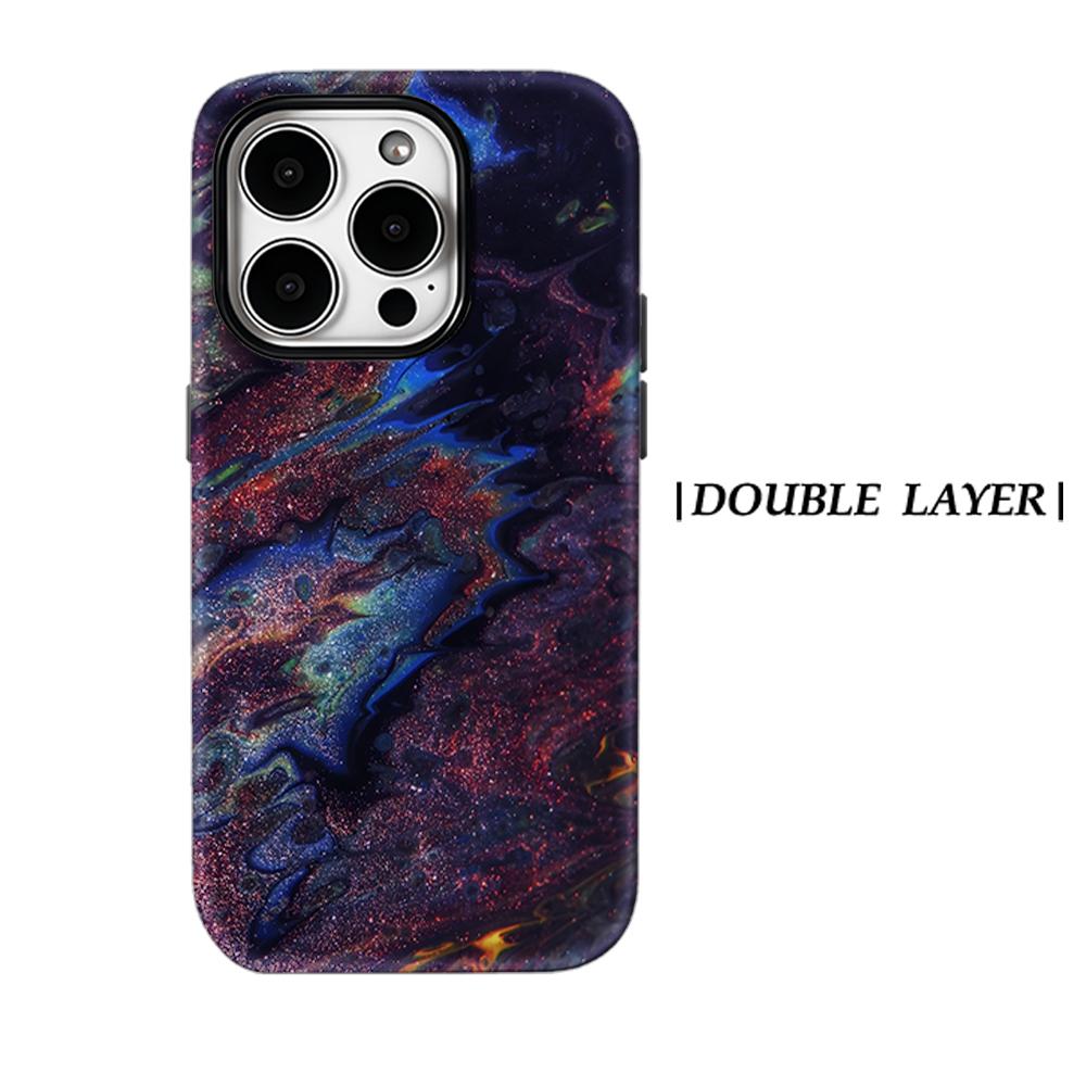 Galaxy Marble Swirl Phone Case for IPhone 17AIR 16E 16 15 14 13 12 11 17 Pro Max Plus Double-layer Back Cover
