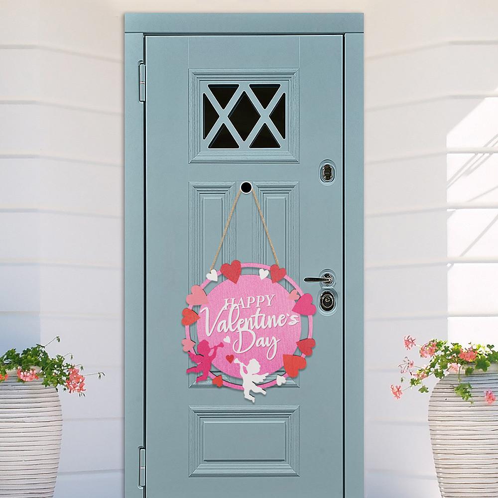 Charmantes Valentinstags-Willkommensschild aus Holz in Herzform mit entzückender Schleife zur Heimdekoration