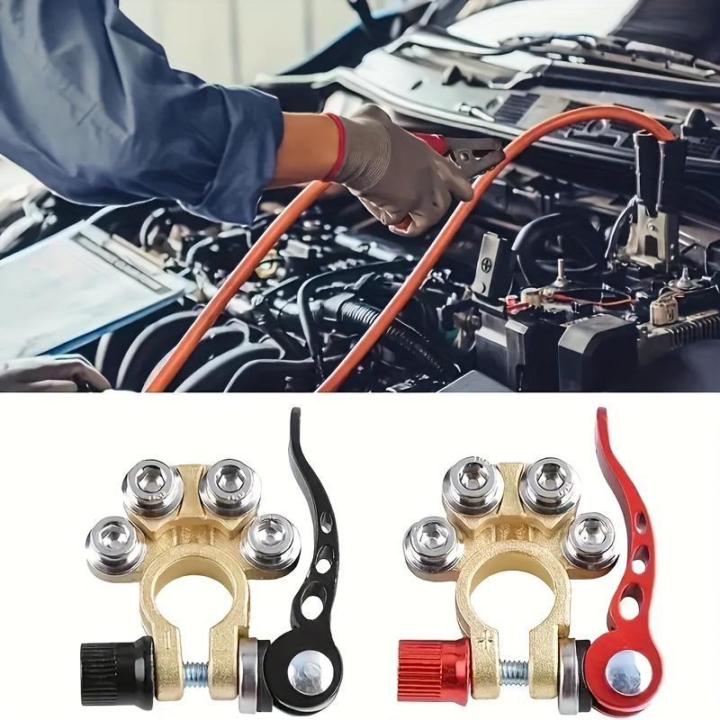 2pcs Heavy Duty Brass Battery Terminal Connectors - 4-Way Quick Disconnect for Cars, Trucks & Boats