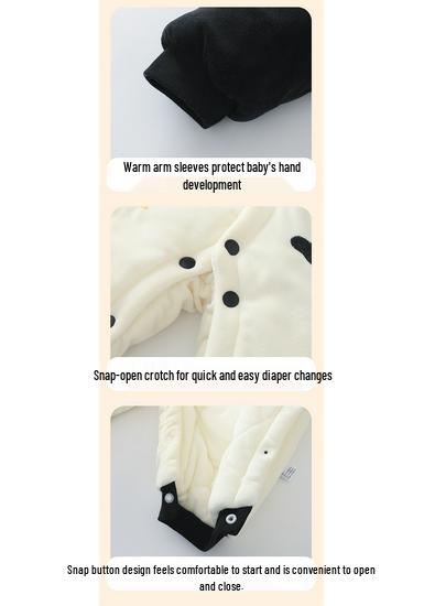 Nieuwgeboren Panda Capuchon Voetjes Jumpsuit: Warm Fleece, Katoenen Vulling, 3-24 Maanden