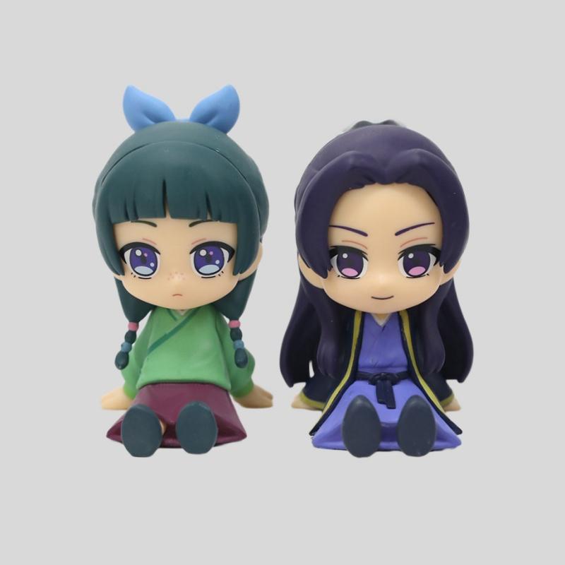 2Pcs/Set The Apothecary Diaries Maomao Jinshi Mini Figure Anime Periphery Kawaii Sitting Toys Desktop Car Ornaments Fans Gift