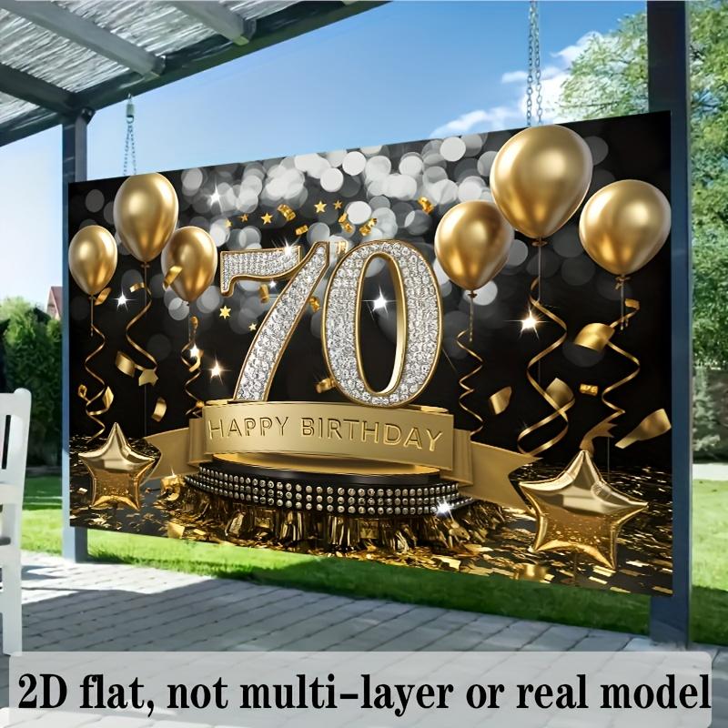 2D flat banner, 1 piece, background decoration photo props for 70th birthday party, polyester banner decoration