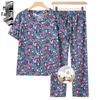 Grandma's Summer Floral Cotton Two-Piece Set for Women: Lightweight Cardigan & Pants