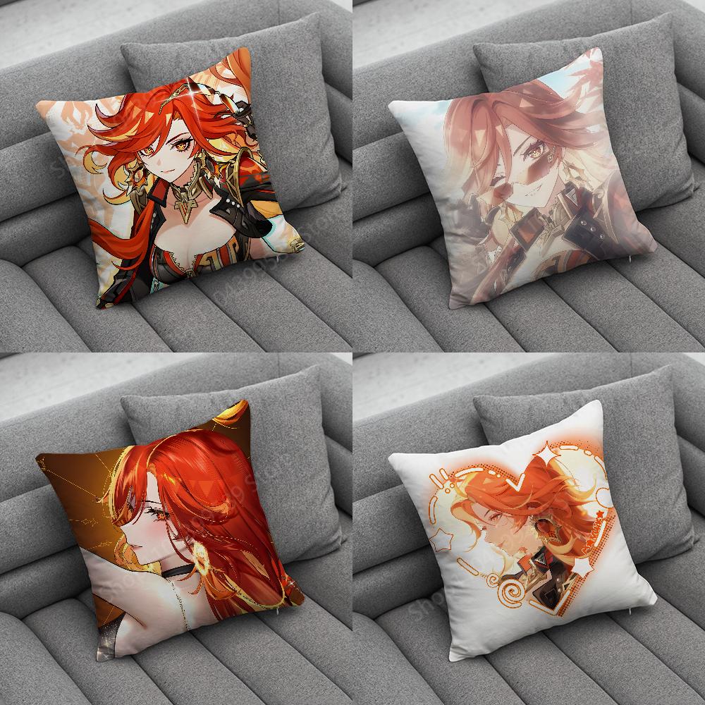 GGenshin Impact Mavuika Housse d'oreiller Étuis à coussin doux pour Décoration de canapé de ferme Décorations d'intérieur et Protection