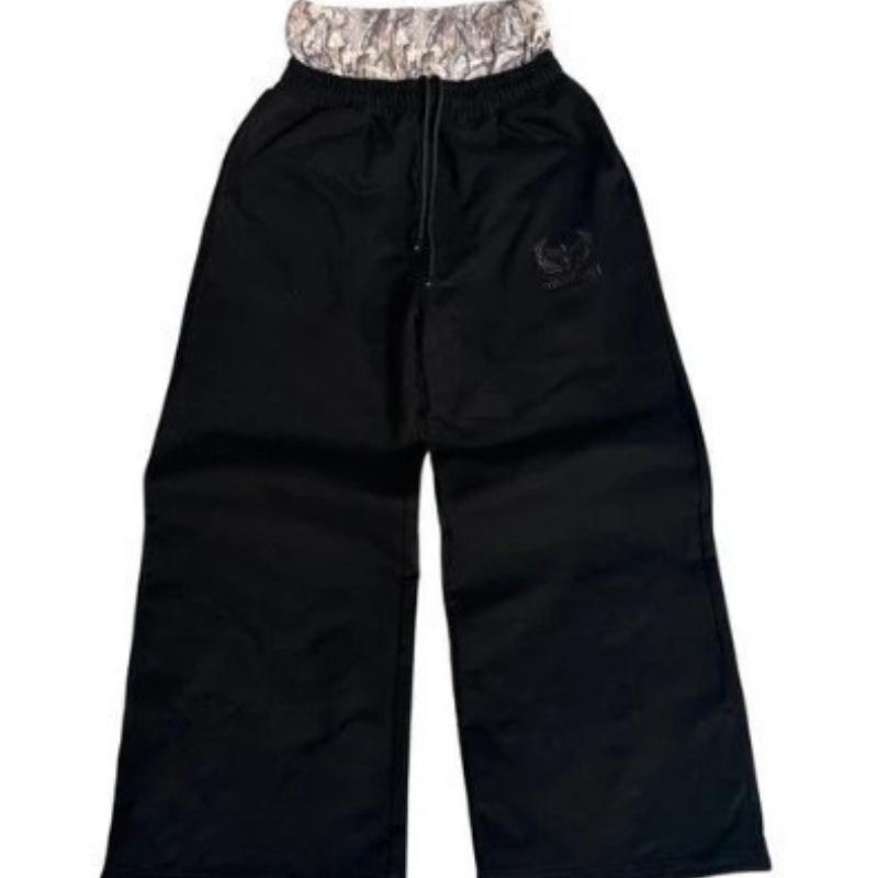 

Європейські та американські вуличні двопоясні зшивні хіп-хоп повсякденні вишиті спортивні штани XL чорний