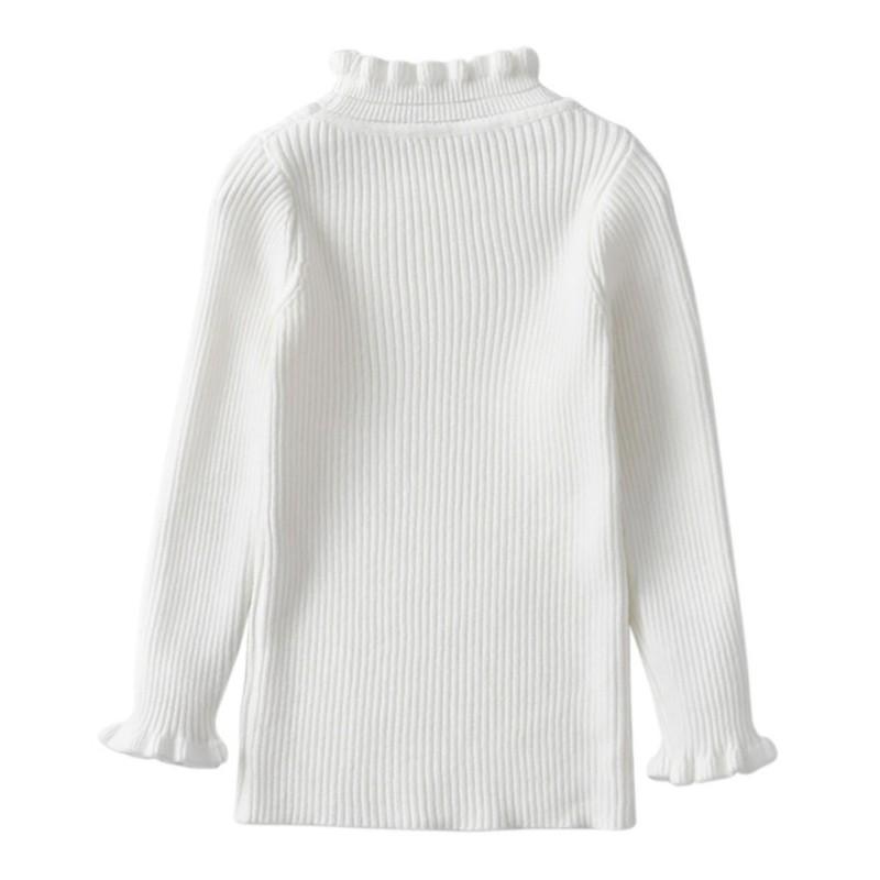 

Детский свитер с высоким воротником для девочек, однотонный пуловер в вертикальную полоску, топ 130