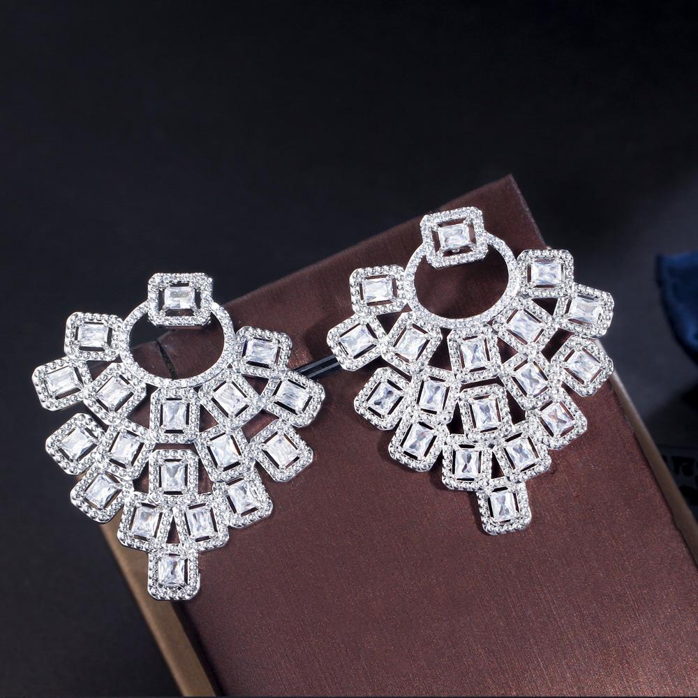 CMM Gorgeous Wedding Jewelry Cubic Zirconia Hollow Big Stud Earrings