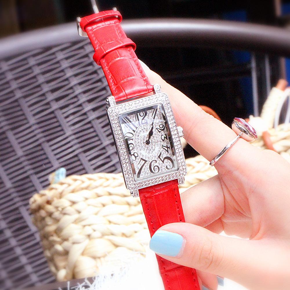 Watch Women'S Full Diamond Digital Rectangle Personalized Leather With Quartz Fashion Diamond Watch