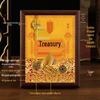 2025 Auspicious Open Wealth Photo Frame with Golden Key, Solid Wood Entrance Foyer, Zodiac Animals, Five Roads to Attract Wealth.