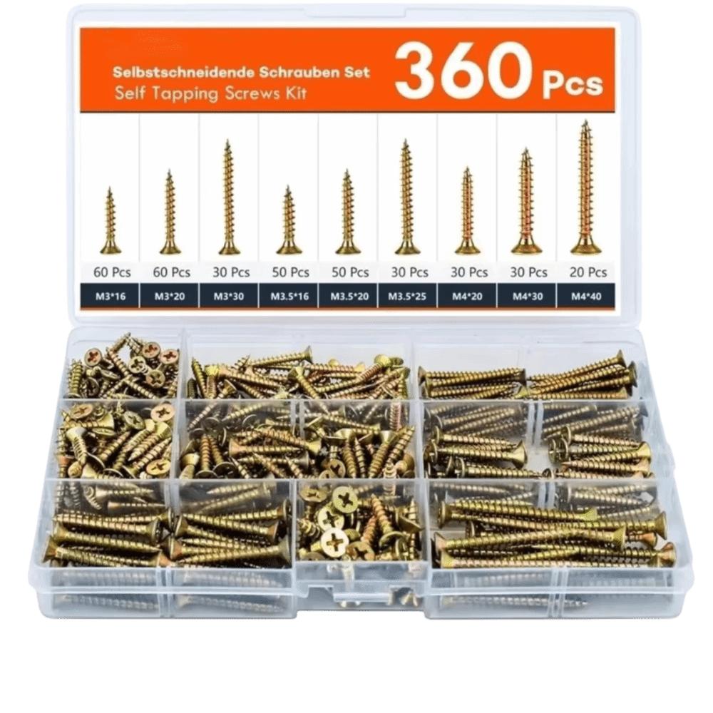 

360 PCS Wood Screw Deck Screws M 3.5 Flooring Nails Self-Drilling Wood Screws Flooring Installation золотий