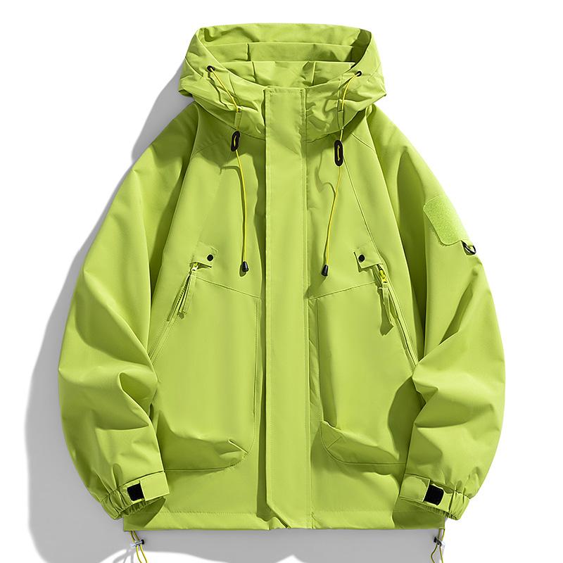 Windbreakers Men Hooded Jacket Zipper Coat Cargo Waterproof Black Bomber Camping Loose Thin Softshell Hooded Hiking Jacket