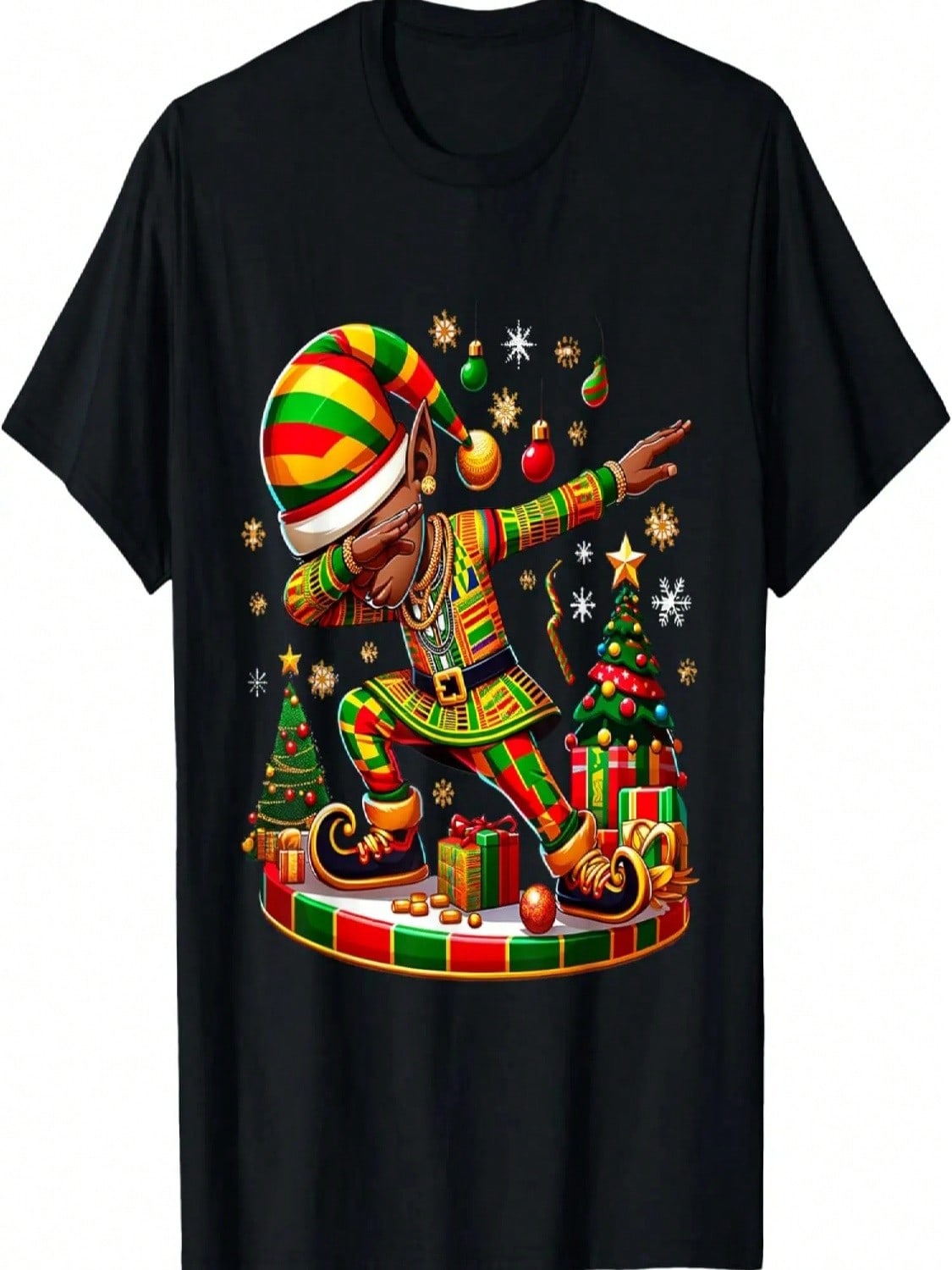 Dabbing Black African American Family Matching Xmas Pjs T-Shirt S разноцветный