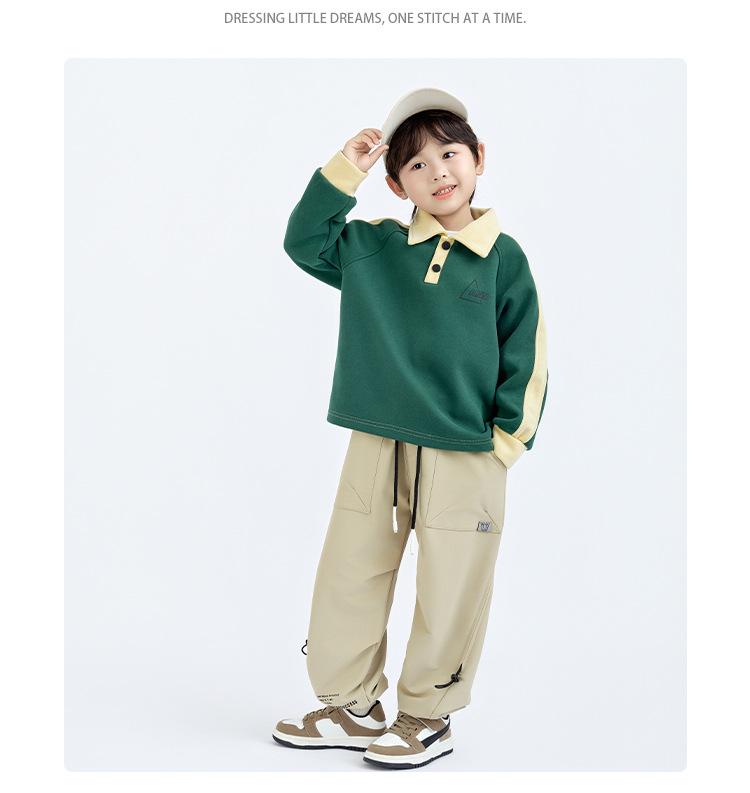 Kids' Windproof Woven Cuffed Casual Pants - 2025 Autumn Korean Style
