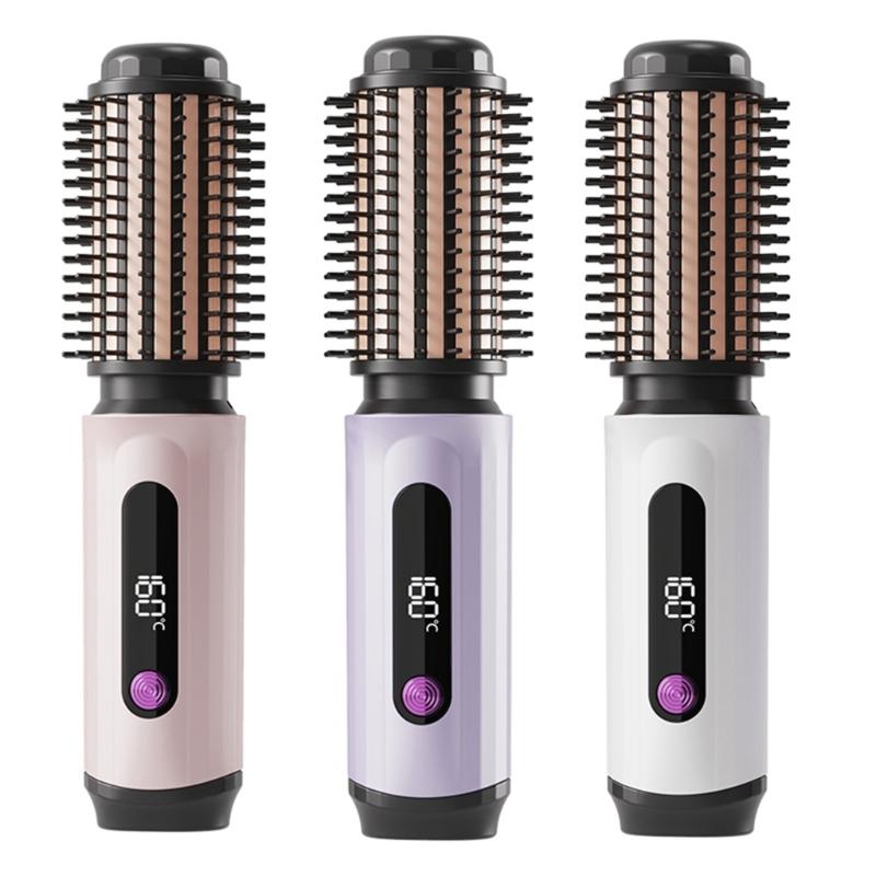 Fast Heating Wireless Curling Brush with Straightening Feature ABS Texture Wireless Appliance for Safe Hair Styling