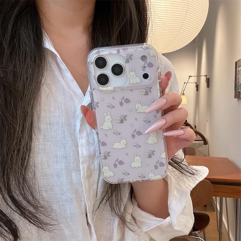 Floral Rabbit iPhone Case for 14/15/16 Pro Max/17 iPhone 16 Pro Max