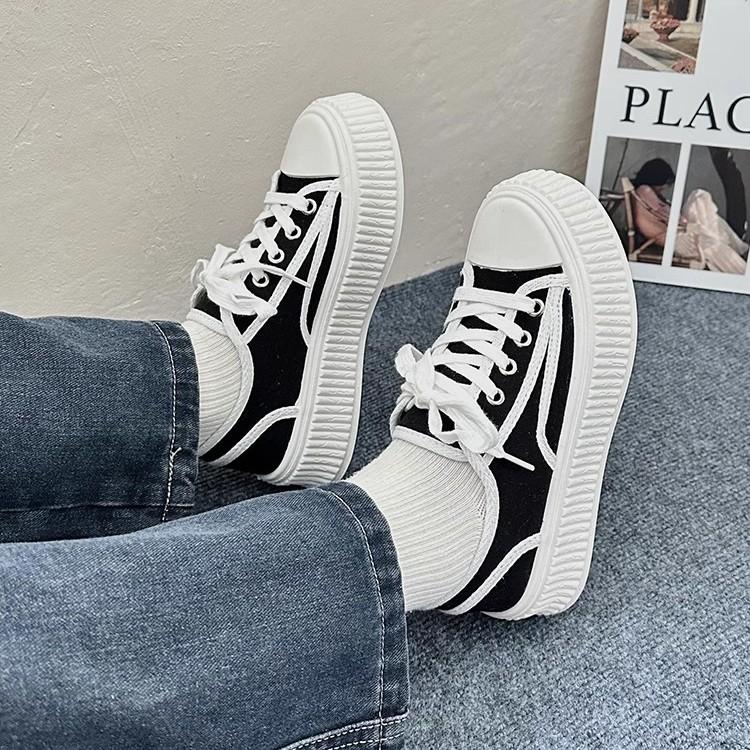 Popular Thick-soled White Canvas Board Shoes Women's Spring and Summer Ins Tide 2025 New Niche Versatile Casual Sports Shoes
