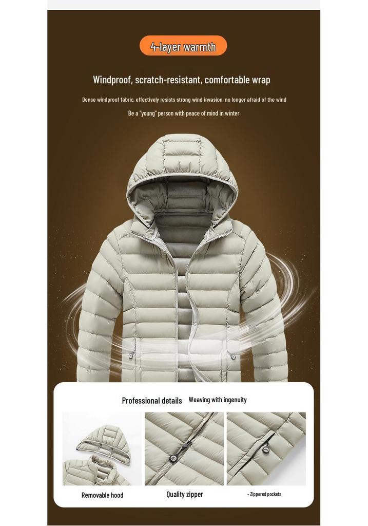 Men's Versatile Windproof Ribbed Cotton Jacket with Detachable Hood and Fleece Lining