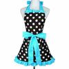 Cute Apron Retro Polka Dot Aprons Ruffle Side Cooking Aprons with Pockets Adjustable Kitchen Supplies for Women Girls Gifts