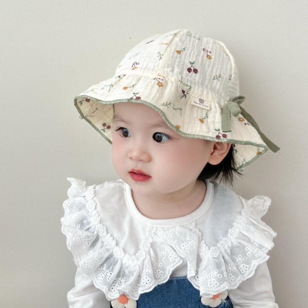 Thin Baby Girl Bucket Hat Sweet Flower Kids Outdoor Sunscreen Hat Cute Panama Fisherman Cap