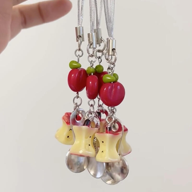Glücksapfel & Silberlöffel Mini-Schlüsselanhänger