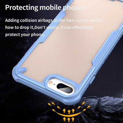 For iPhone 8 Plus/7 Plus Case PC+TPU Semi-Transparent Frosted Finish Protective Phone Cover