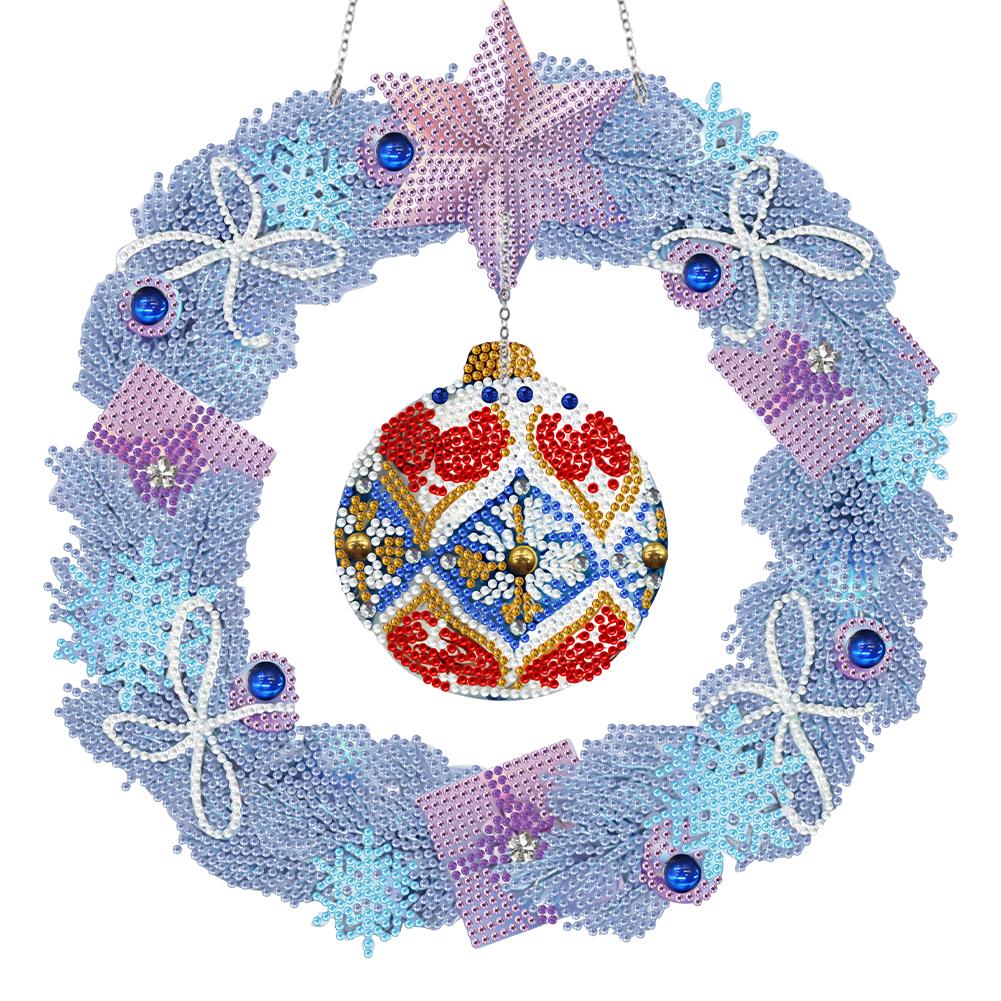 Christmas Special Shaped Diamond Painting Hanging Wreath Xmas Tree Crystal Painting Wreath Xmas Bell with LED Light Xmas Snowman
