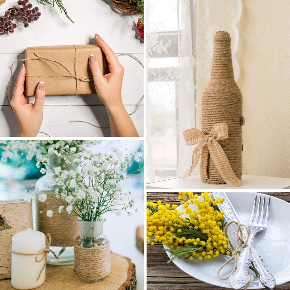 1MM 2MM Natürliches Vintage Juteseil Kordel Schnur Bindfäden Sackleinen DIY Handwerk Geschenkverpackung Jute Hanf Gartenarbeit Hochzeit Party Dekoration