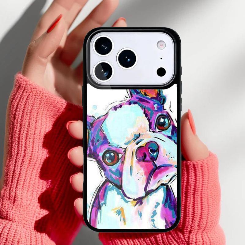 Boston Terrier Hundegesichter Handyhülle für iPhone 17 16 15 14 13 Pro Max Rückabdeckung für 12 11 Pro Coque