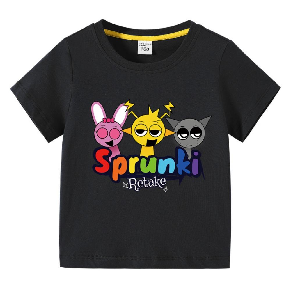 Cartoon Sprunki T Shirt Kids Incredibox T-shirts Toddler Girls Short Sleeve Tops Boys Summer Clothes Children's Clothing