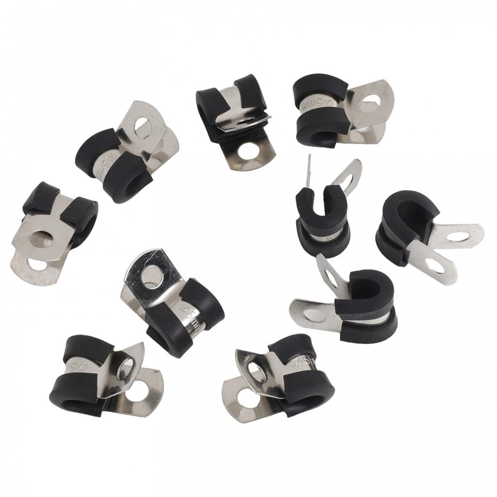 10Pcs Hose Clamp Hose Clip Removable Rubber Lining