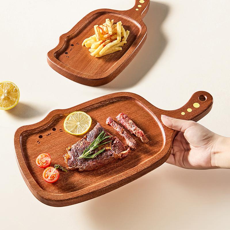 Cat Sandalwood Steak Cutting Board Steak Board Wooden Pizza Tray Solid Wood Bread Cutting Board Home Restaurant Wooden Tray