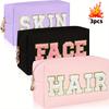 Makeup Bag for Women Travel Toiletry Bag Chenille Letter Cosmetic Bag Pouch Cute Zipper Organizer, Skin, Hair and Face