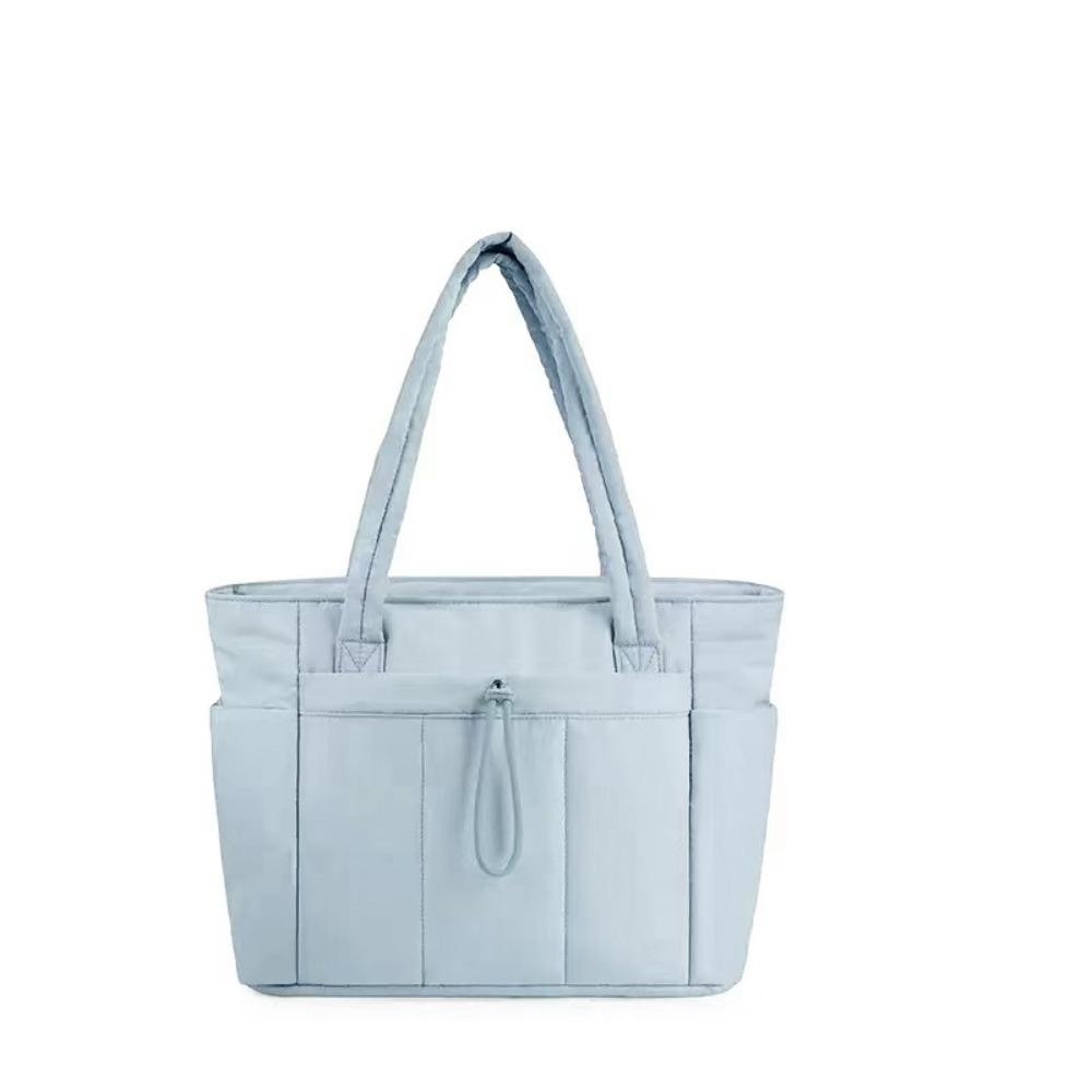 Women Lightweight Puffy Quilted Tote Bag Large Capacity Multi Pocket Soft Shoulder Handbag For Daily Use