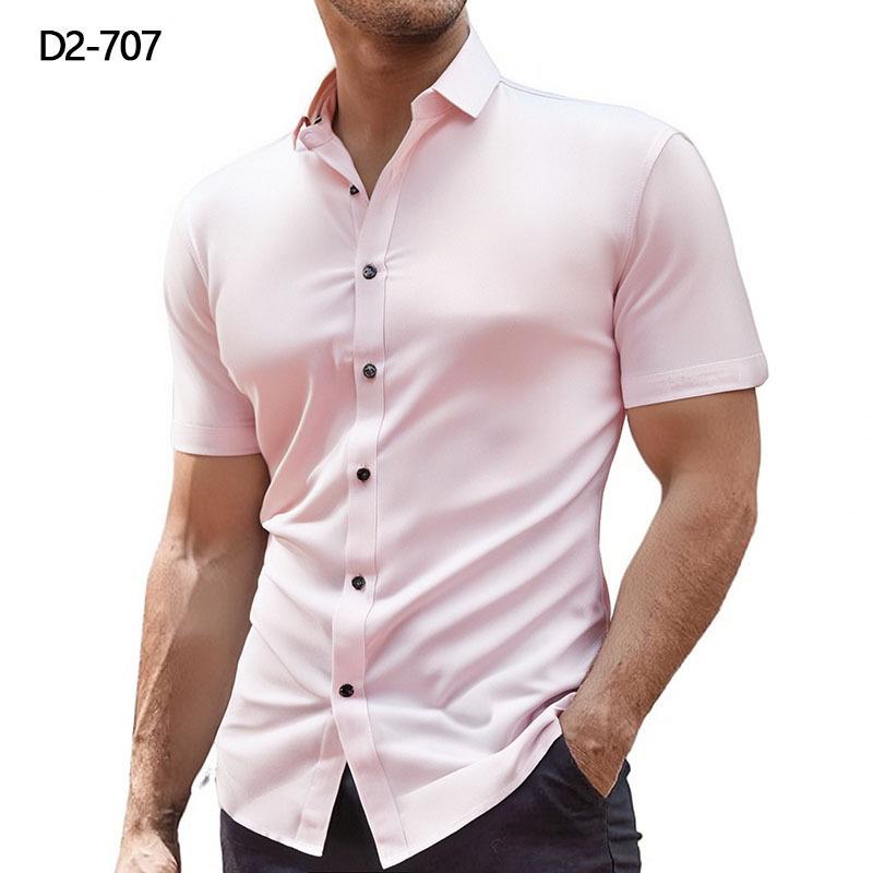 

Men s Plus Size Wrinkle-Resistant Solid Color Stretch Short-Sleeved Shirt Size 46