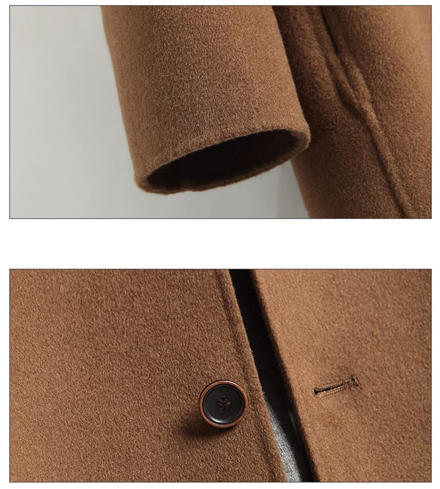 JINLUN Wool Chesterfield Slim Perfect for and Stylish Outerwear Men's Coat, Fit, Business, Casual, Commuting, School, Fall/Winter (4XL, Coffee)