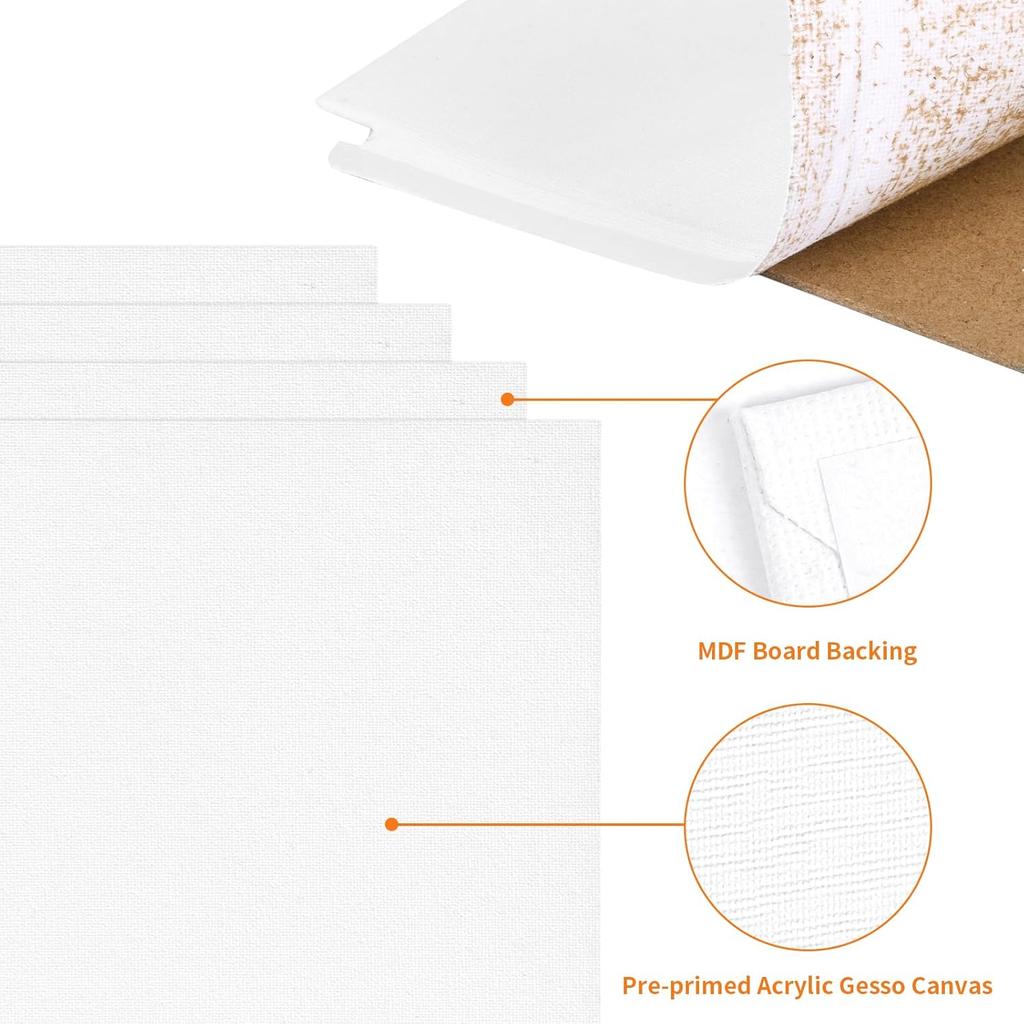 FIXWAL Canvas Boards for Painting 36 Pack, 8 X 10 Inch Canvases for Painting Art Paint Canvas Panels Gesso Primed White Blank Flat Canvas Boards