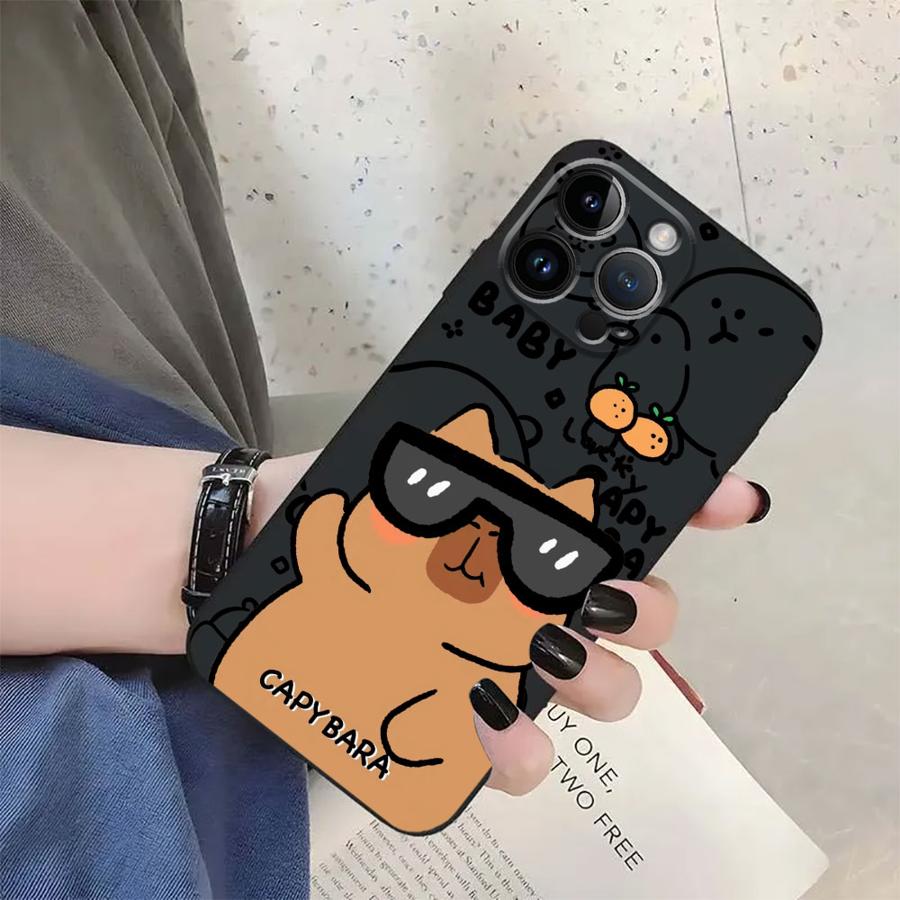 Cute Cartoon Capybara Phone Case For iPhone 17 16 15 11 12 14 13 Pro Max Mini X XS XR 7 Plus SE 16E Soft Silicone Cover Fundas