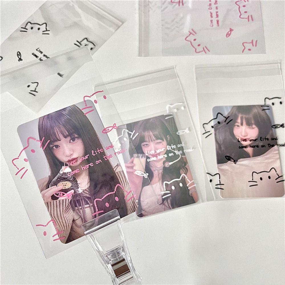 50 STÜCKE Albumkarten-Aufbewahrungstasche Schmuckversiegelungsbeutel Cartoon-Katzen-Druck Keks-Snack-Verpackung
