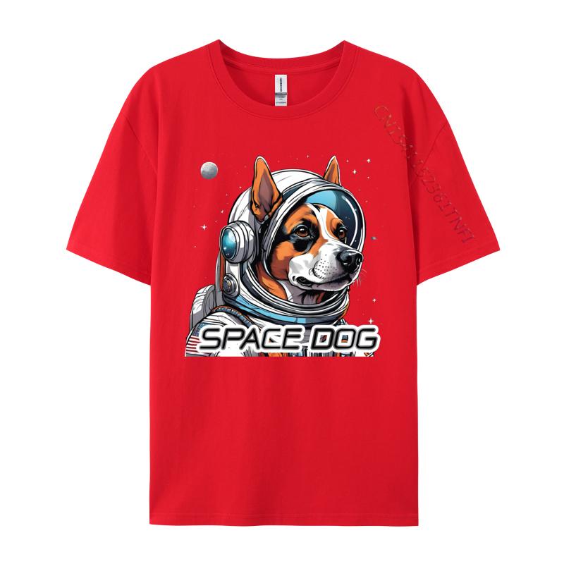 Astronaut Dog Tshirt Tops Tees Dog In Space Tshirts Design Cotton Fabric Young Tops Tees Good Quality