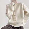 Herbst- und Winter-Damen-Cardigans Pullover O-Ausschnitt Gestrickt Locker Cardigans Uni Einfach geknöpft Damenpullover