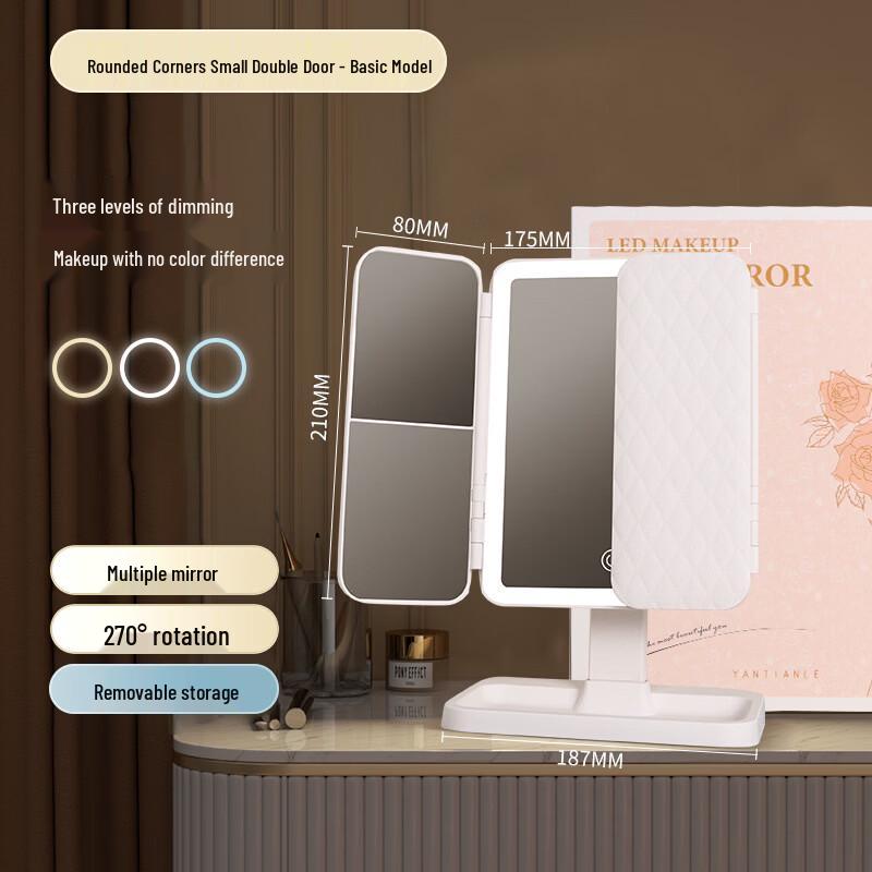 Oenyled Foldable LED Makeup Mirror
