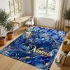 Floral Garden Theme Crystal Velvet Rug Personalized Custom Name Text Soft Floor Mat Home Decor