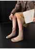 Flat-bottomed commuter sleeve splicing thin suede short boots women show thin boots round head Martin simple autumn and winter temperament