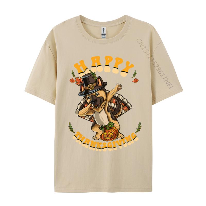 Turkey GerUnisex Shepherd Happy Thanksgiving Tshirt Normal T Shirt Funny Design New Tshirts Unisex Cotton T Shirt Cream T Shirt
