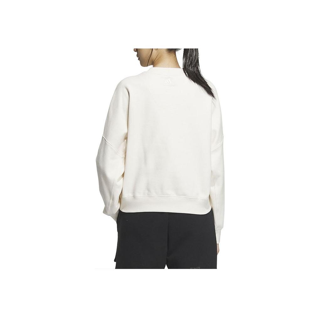 Adidas Letter Print Casual Loose Warm Knit Windproof Sweatshirt Women Tops White IM8852