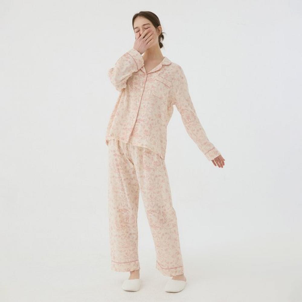 Lunaluz Women S Cotton Long Sleeve Collar Neck Two Piece pajamaS 2c 
