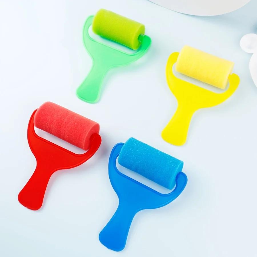 

4pcs/set Available Paint Watercolor Painting Sponge Brush Cartoon Pattern Drawing Tools Roller Stamp Art Painting ZSY