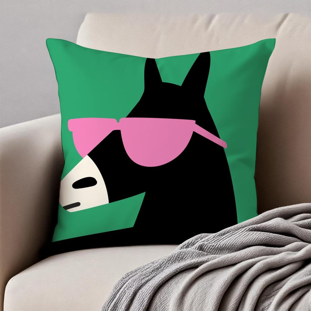 Cartoon Animal Cushion Cover Pillowcase Anti-Dustmite Invisible Zipper Short Plush Sofa Cushion