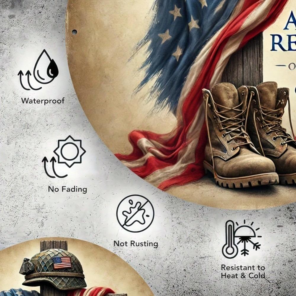 Metal Patriotic Wall Art Sign Remember Our Heroes 7.8x7.8 Inch 2D Flat Print Home Bar Cafe Decor